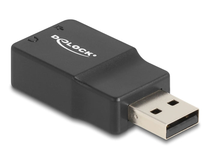 Delock External USB Sound Card with USB-A male to 2 x 3.5 mm Stereo jack Plug & Play audio adapter black - delock.israel