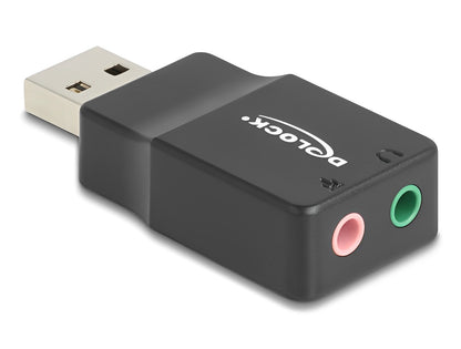 Delock External USB Sound Card with USB-A male to 2 x 3.5 mm Stereo jack Plug & Play audio adapter black - delock.israel