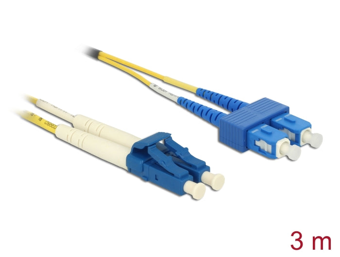 Delock Cable Optical Fibre LC Duplex to SC Duplex Singlemode OS2 3 m - delock.israel