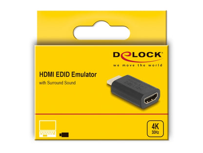 אמולטור EDID HDMI 4K מבית DELOCK גרמניה מדמה חיבור מסך או רסיבר שמע על ידי שליחה של מידע EDID למקור האות