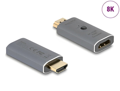 אמולטור EDID HDMI 4K מבית DELOCK גרמניה מדמה חיבור מסך או רסיבר שמע על ידי שליחה של מידע EDID למקור האות