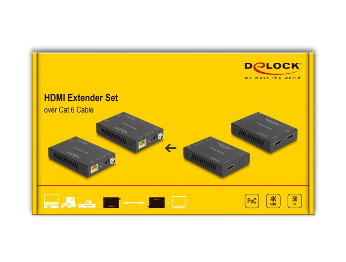 רחיק HDMI מבית Delock גרמניהי מאפשר העברת אותות וידאו/אודיו ברזולוציה גבוהה ואותות בקרת IR דרך כבל רשת אחד - delock.israel