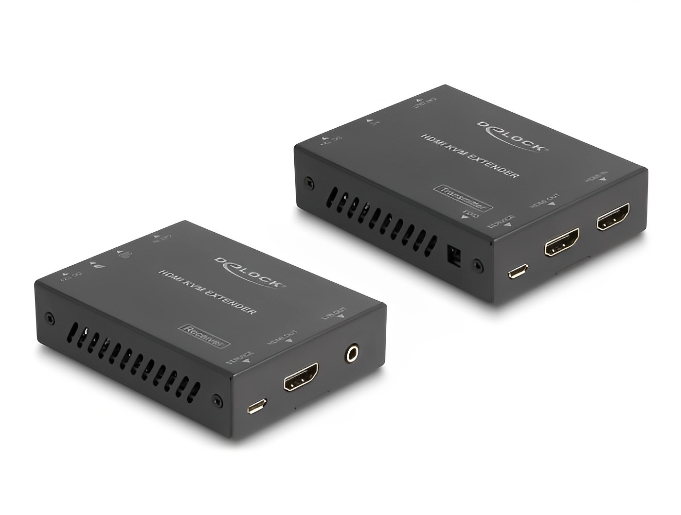 מרחיק USB + HDMI מבית Delock גרמניהי מאפשר העברת אותות וידאו/אודיו ברזולוציה גבוהה ואותות בקרת IR דרך כבל רשת אחד.
ניתן לחבר מקלדת ועכבר USB למקלט על מנת לשלוח את האותות למחשב מחובר למשדר - delock.israel