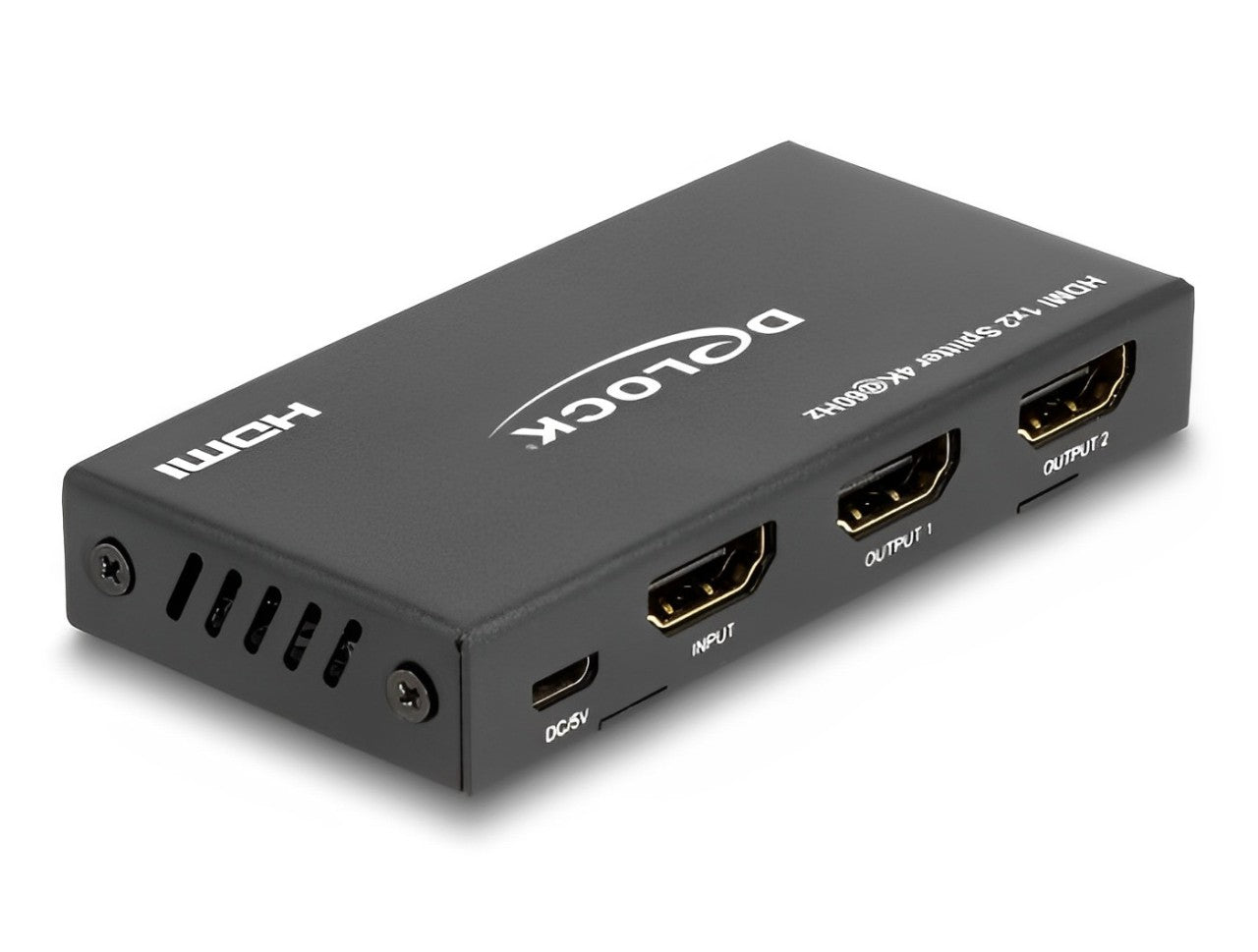 Delock HDMI Splitter 1 x HDMI in to 2 x HDMI out 4K 60 Hz with downscaler - delock.israel