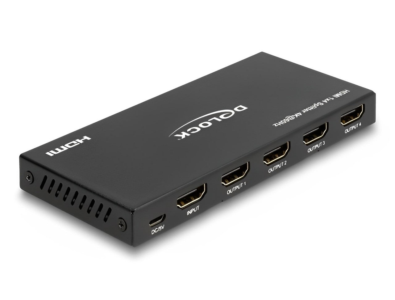 Delock HDMI Splitter 1 x HDMI in to 4 x HDMI out 4K 60 Hz with downscaler - delock.israel