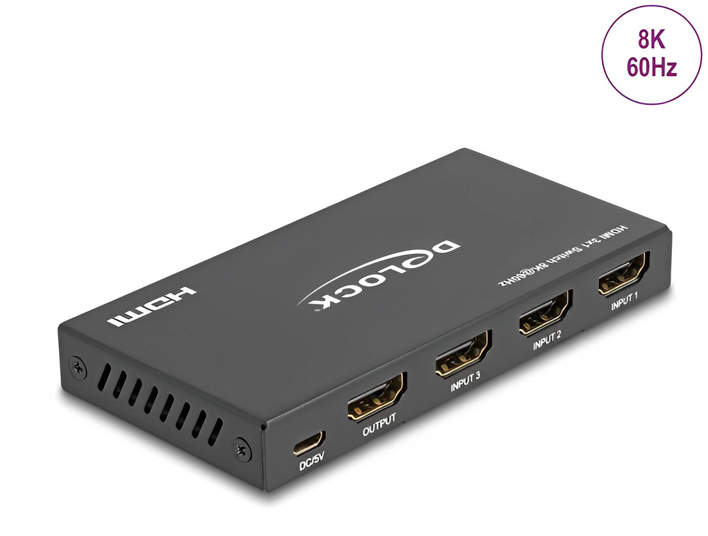 מיתוג HDMI 8K HDR 3/1 + שלט אינפרא אדום - delock.israel