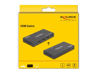 מיתוג HDMI 8K HDR 3/1 + שלט אינפרא אדום - delock.israel