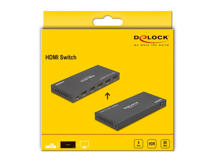 מיתוג HDMI 8K HDR 4/1 + שלט אינפרא אדום - delock.israel