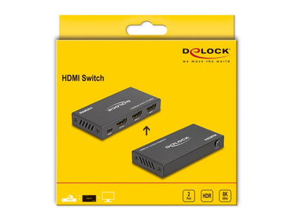 מיתוג HDMI 8K HDR 2/1 + שלט אינפרא אדום - delock.israel
