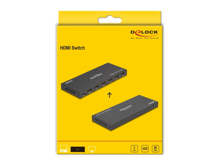 Delock HDMI Switch 5 x HDMI in to 1 x HDMI out 8K 60 Hz - delock.israel