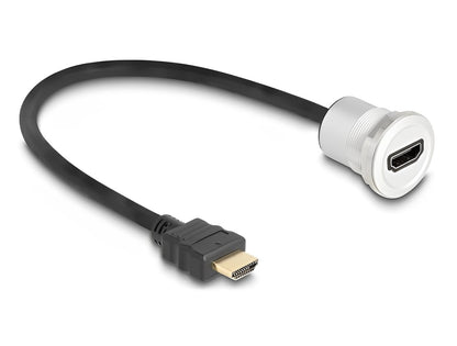 Delock HDMI built-in female 8K 60 Hz with cable plug 30 cm aluminium - delock.israel