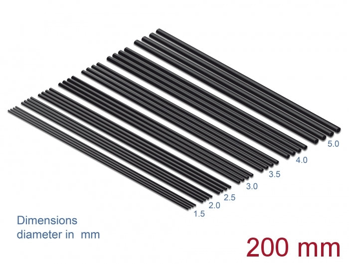 Delock Heat Shrink Tube Set 200 mm 28 pieces black - delock.israel