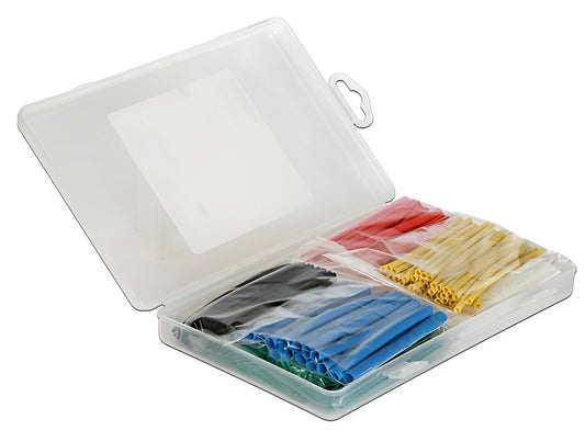 Delock Heat shrink tube assortment box, shrinkage ratio 2:1, assorted colours 196 pieces - delock.israel