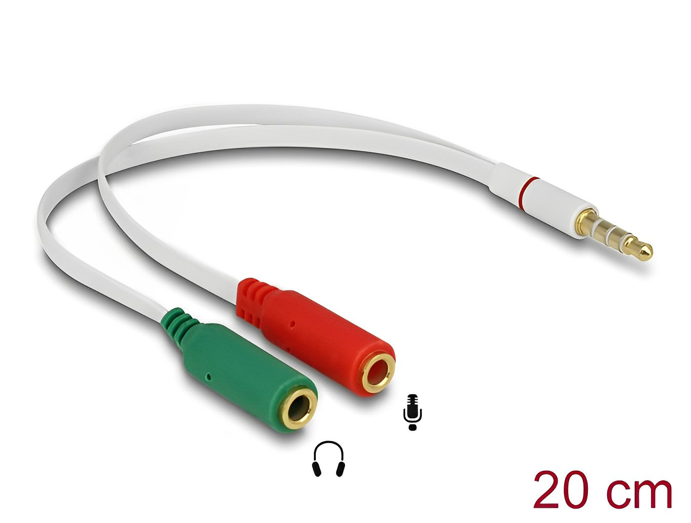 מפצל אוזניות PL 3.5 סטריאו 4 מגעים זכר ל- 2 PL 3.5 x סטריאו 3 מגעים נקבה - delock.israel