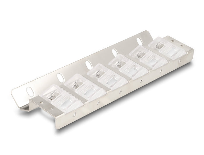 Delock Keystone Holder 12 port tiltable for 10″ and 19″ rack and wall mounting - delock.israel