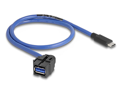 מתאם קיסטון תקע USB-C 5 Gbps לשקע USB-A 250° על כבל 50 ס"מ צבע שחור - delock.israel
