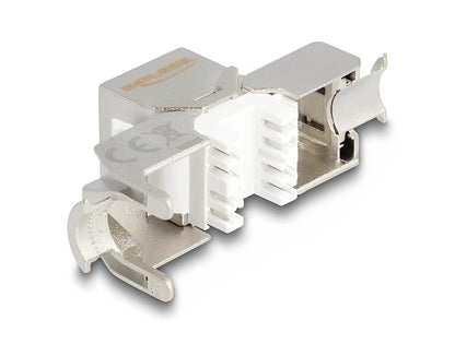 שקע קיסטון מסוכך RJ45 Cat.6A עם כיסוי אבק אדום - delock.israel