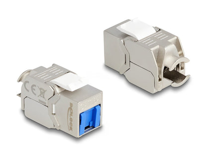 שקע קיסטון מסוכך RJ45 Cat.6A עם כיסוי אבק כחול - delock.israel