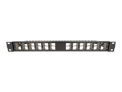 Delock 19″ Keystone Patch Panel 24 port angled with strain relief black - delock.israel