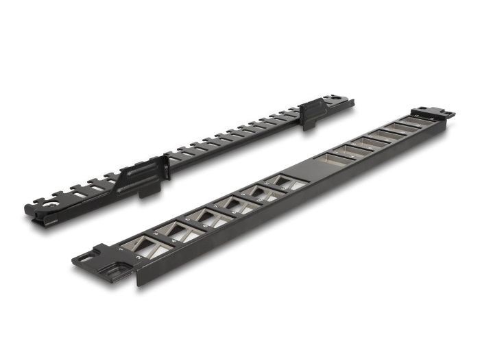 Delock 19″ Keystone Patch Panel 24 port angled with strain relief black - delock.israel