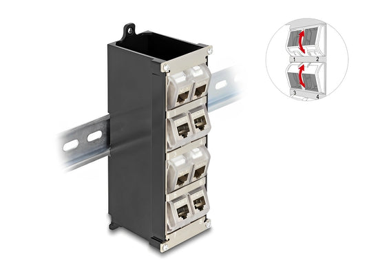 Delock Keystone Holder 8 port tiltable for DIN rail or wall mounting - delock.israel