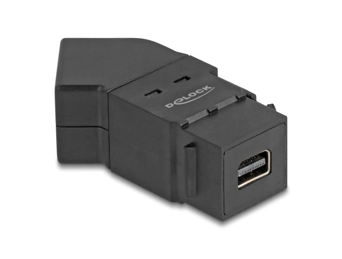 Delock Keystone Module Mini DisplayPort panel mount female to DisplayPort female 45° angled 8K 30 Hz black - delock.israel