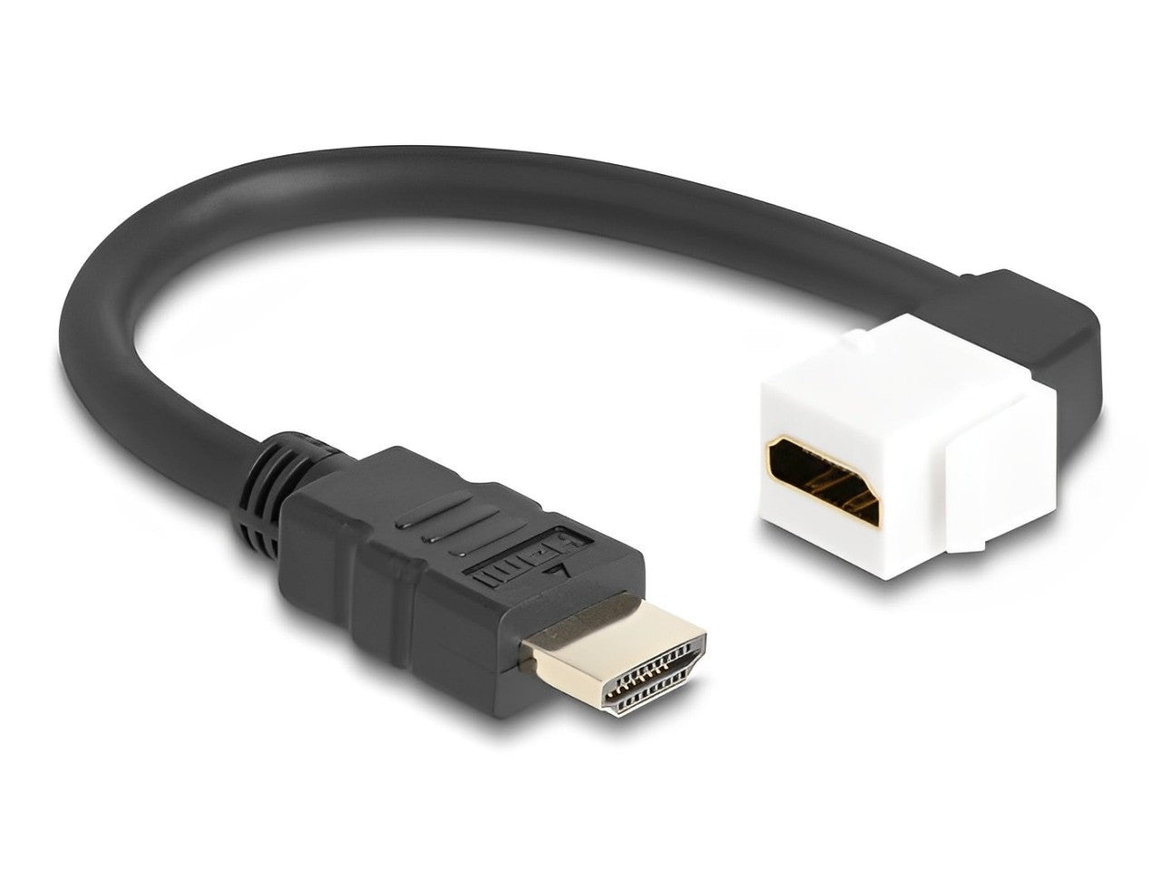 Delock Keystone Module Cable HDMI male to female 90° angled 8K 60 Hz 20 cm black - delock.israel