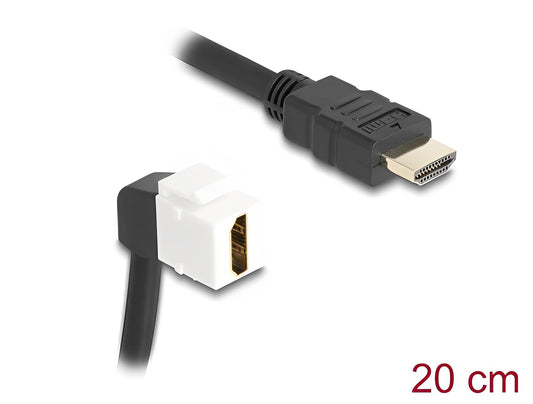 Delock Keystone Module Cable HDMI male to female 90° angled 8K 60 Hz 20 cm black - delock.israel