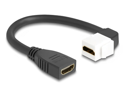 Delock Keystone Module Cable HDMI female to female 90° angled 8K 60 Hz 20 cm black - delock.israel