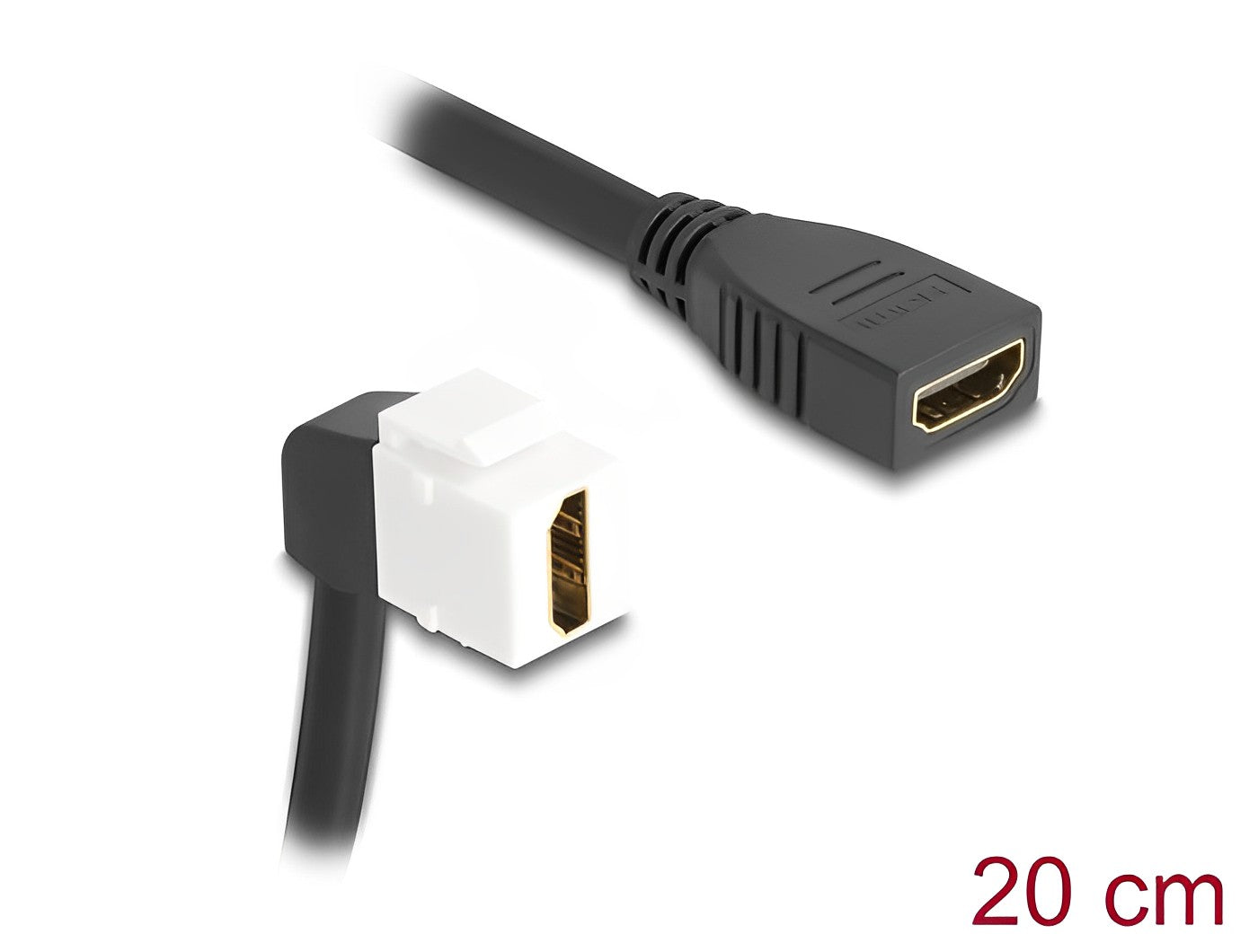 Delock Keystone Module Cable HDMI female to female 90° angled 8K 60 Hz 20 cm black - delock.israel