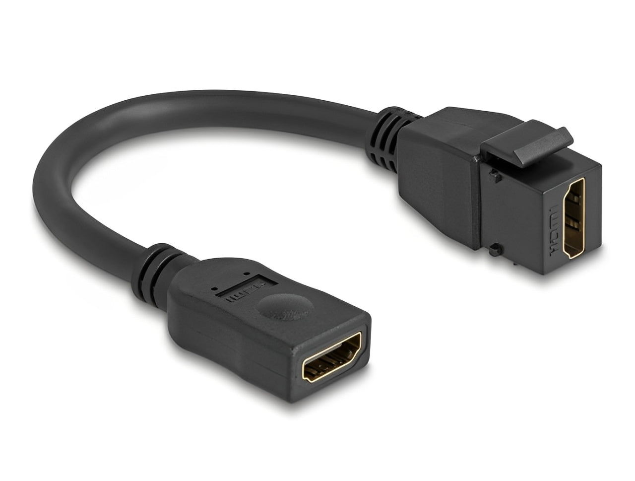 מתאם Keystone מבית Delock גרמניה מאפשר חיבור קל ונוח של כבל HDMI בתוך בפאץ' פאנלם או קירות, ומספק תמיכה ברזולוציה עד 8K @ 60Hz