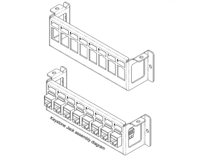 Delock Keystone Mounting Panel 8 Port surface mount horizontal - delock.israel