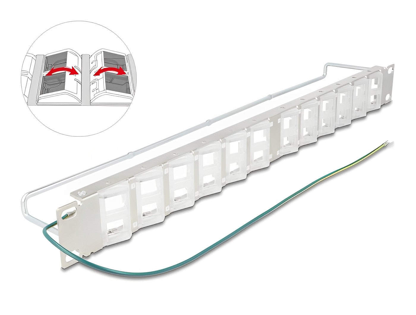 Delock 19″ Keystone Patch Panel with 24 tiltable ports and strain relief - delock.israel