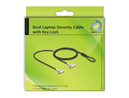 Navilock Dual Laptop Security Cable with Key Lock for two Kensington slots 3 x 7 mm - delock.israel