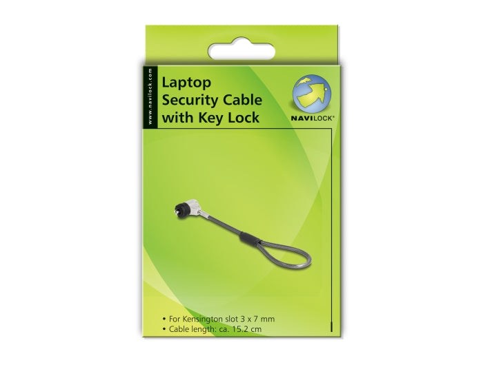 Navilock Laptop Security Cable with Key Lock 15.2 cm for Kensington Slot 3 x 7 mm - delock.israel