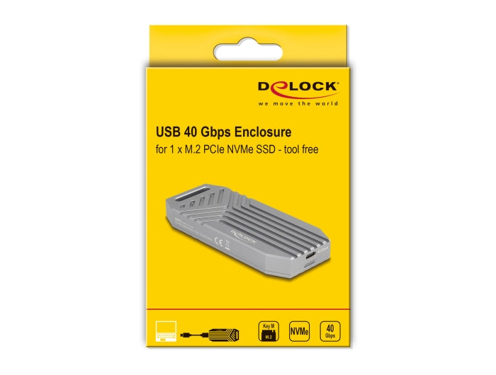 מארז מבית Delock גרמניה לכונן M.2 NVMe PCIe SSD עם חיבור USB Type-C 40Gbps ללא צורך בכלים  - delock.israel