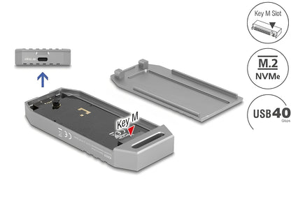 מארז מבית Delock גרמניה לכונן M.2 NVMe PCIe SSD עם חיבור USB Type-C 40Gbps ללא צורך בכלים  - delock.israel