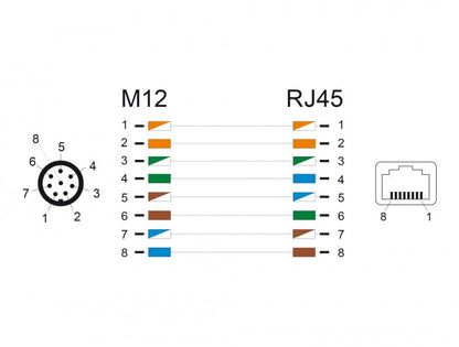 מתאם M12 Cat.6A PUR (TPU) תקע 8pin A-coded לשקע RJ45 - delock.israel