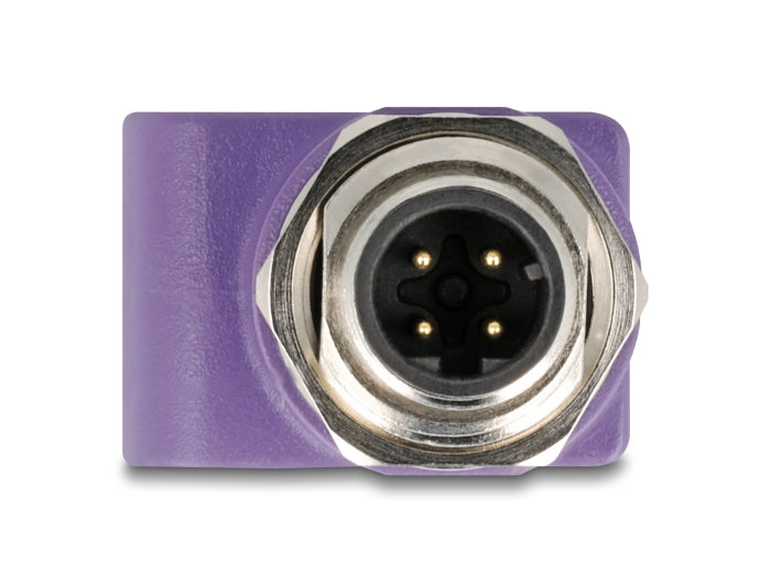 Delock M12 Adapter D-coded 4 pin male to RJ45 jack Cat.5e with mounting hole straight violet - delock.israel