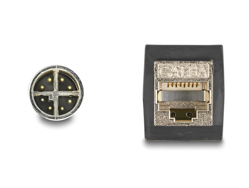 כבל רשת תעשייתי M12 PUR (TPU) תקע X-coded 8 pin לשקע RJ45 אורך 50 ס"מ - delock.israel