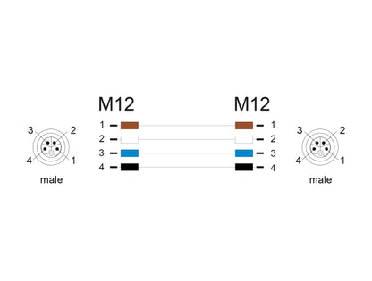 Delock M12 Cable L-coded 4 pin male to male PUR suitable for drag chains black - delock.israel