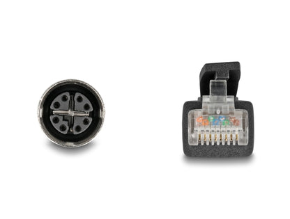 Delock M12 Cable X-coded 8 pin female to RJ45 plug Cat.5e S/FTP flexible black - delock.israel