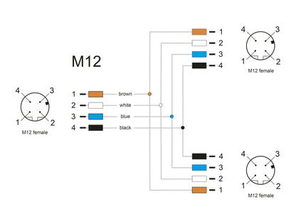 מפצל M12 T-Splitter IP67 שקע A-coded 4 pin ל- 2 שקעים A-coded 4 pin - delock.israel