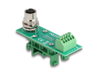 Delock M12 Transfer Module Adapter 4 pin A-coded female to 5 pin terminal block for DIN rail - delock.israel