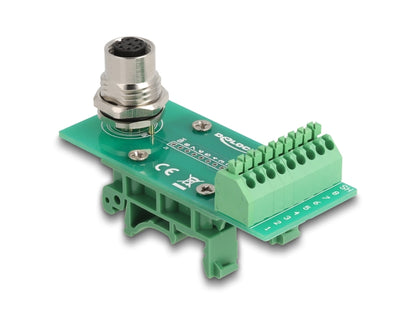 Delock M12 Transfer Module Adapter 8 pin A-coded female to 9 pin terminal block for DIN rail - delock.israel