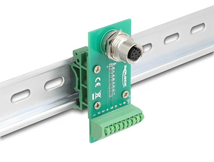 Delock M12 Transfer Module Adapter 8 pin A-coded female to 9 pin terminal block for DIN rail - delock.israel