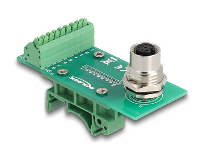 Delock M12 Transfer Module Adapter 8 pin A-coded female to 9 pin terminal block for DIN rail - delock.israel