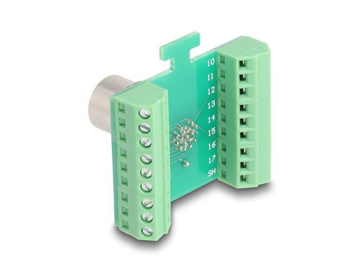 Delock M12 Transfer Module Adapter 17 pin A-coded female to 18 pin terminal block for installation - delock.israel