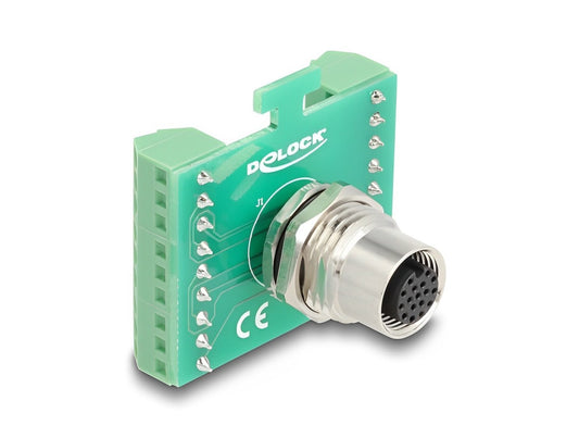 Delock M12 Transfer Module Adapter 17 pin A-coded female to 18 pin terminal block for installation - delock.israel