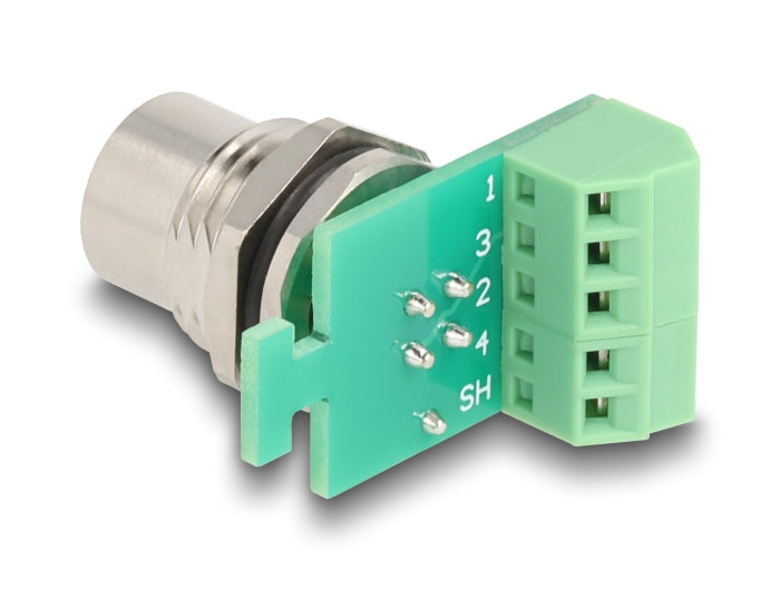 Delock M12 Transfer Module Adapter 4 pin A-coded female to 5 pin terminal block for installation - delock.israel